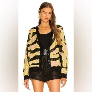 Le Superbe Tan Electric Zebra Cardigan Size XS $345